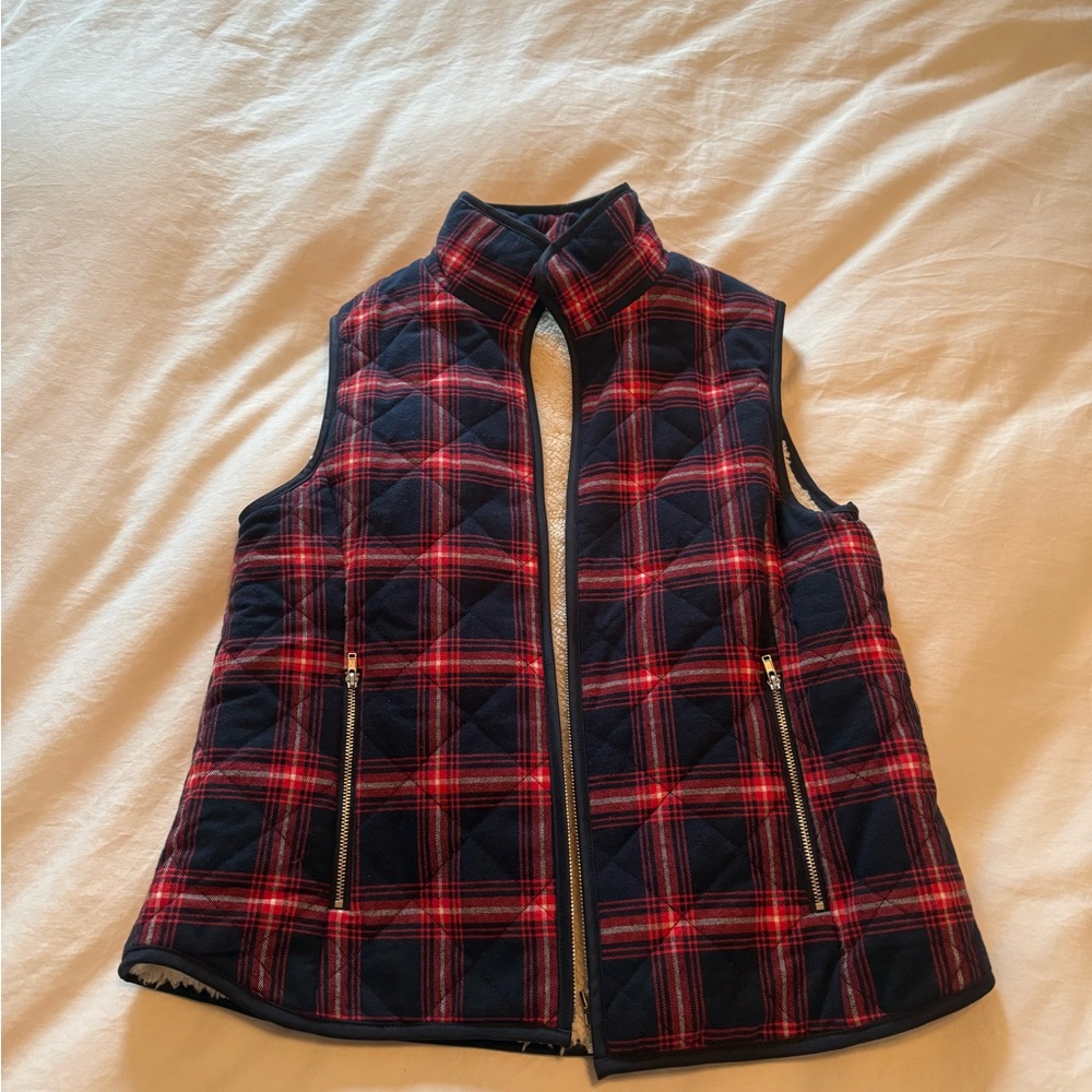 Red and Black Plaid Women's Quilted Vest